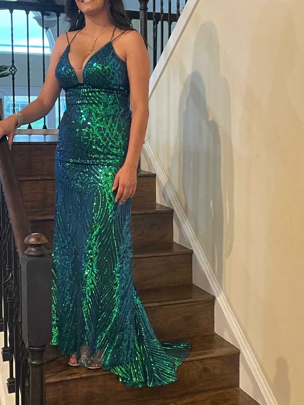 Emerald & Teal Sequin Mermaid Gown